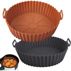 Yiliker 2PCS Air Fryer Silicone Liners 3L–6.5L – Reusable Non-Stick Pot, No Mess, Easy Clean, Heat Resistant 450°F, Fits Ninja & Tower
