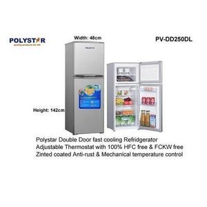 Polystar Double Door Inverter Refrigerator - PV-DD250DL