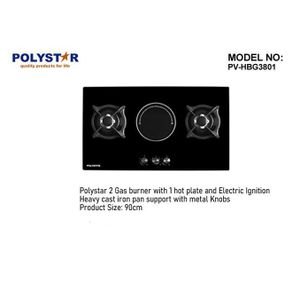 Polystar 2 Gas Burners & 1 Hot Plate Hob PV-HBG3801